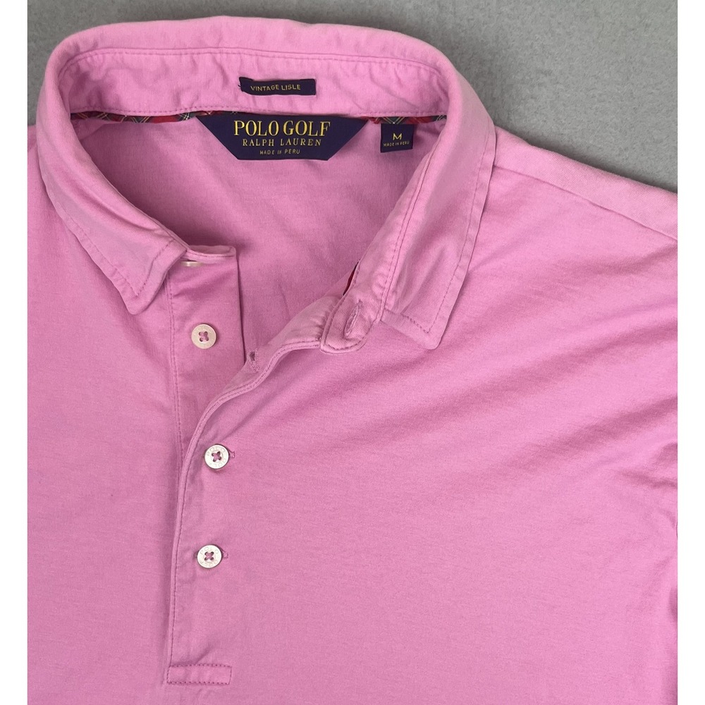 Vintage Ralph Lauren Polo Golf Shirt Mens Medium Lisle‎ Button Up Classic 90s
